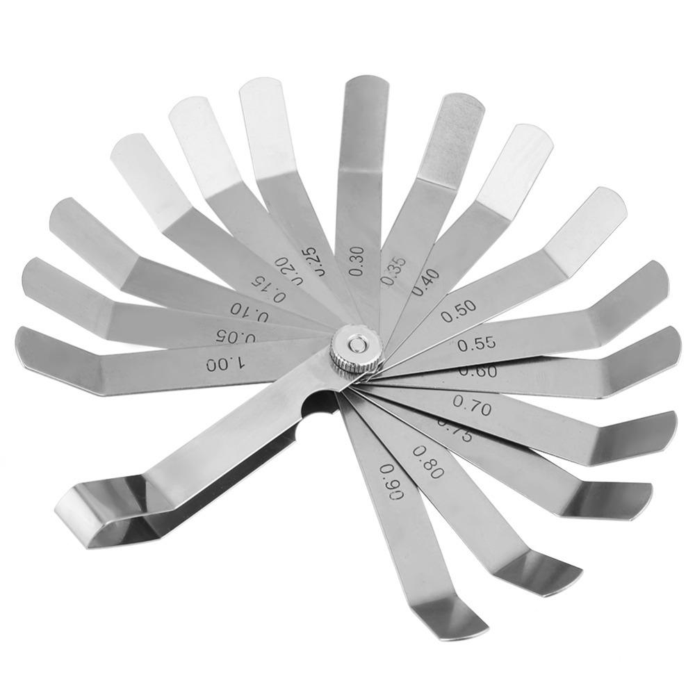 6 Blades Feeler Gauge Metric Stainless Steel Thickness Gauge Curved Steel 0.05-1.00MM Measuring Tool For Valve Adjustment