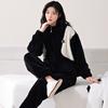 Пижама женская осенне-зимняя коралловый флис с длинным рукавом утолщенный комплект зимний фланелевый флис женский комплект для дома