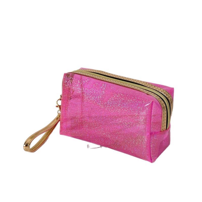 Transparent Waterproof Glitter PVC Cosmetic Bag Large Capacity Portable Toiletry Storage for Daily Commute