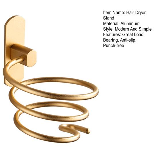 Настенная подставка для фена, клейкая, выдерживает большую нагрузку, противоскользящая, из нержавеющей стали, без перфорации, держатель для вентилятора для ванной комнаты, органайзер для фена