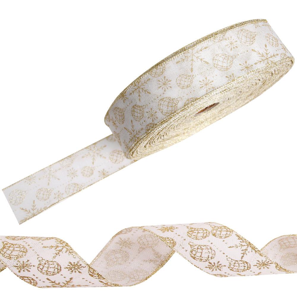 Праздничная рождественская декорация Пудровая лента с принтом для изготовления бантов и рукоделия