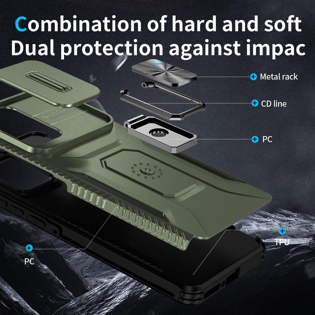 Для Моторола Край (2024) Чехол для 5G Camshield с подставкой ТПУ+ПК Противоскользящая накладка для телефона