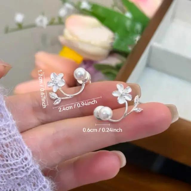Серьги-гвоздики из серебра S925, Серьги-гвоздики с жемчугом в форме цветка, Женские серьги, модный дизайн, легкая роскошь, нишевые