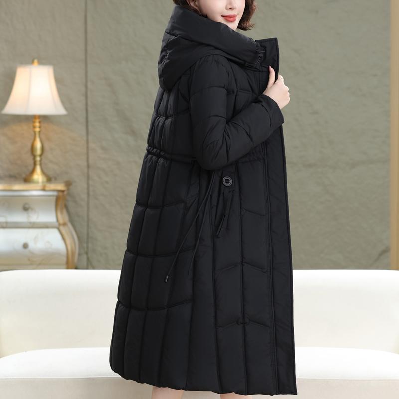 Женские длинные пальто больших размеров XL-5XL для женщин среднего возраста, зимние парки с капюшоном, толстые, теплые, элегантные женские куртки