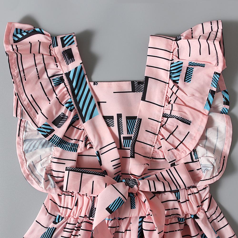 Baby Kids Girls Clothes African Boho Style Printed Ruffle Sleeves Backless Dress for 1-6 Years