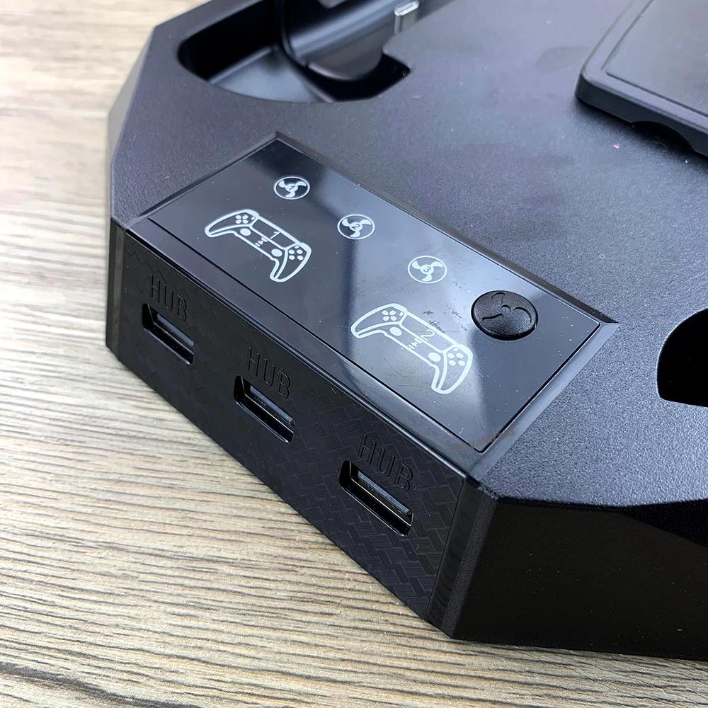 3-режимный вентилятор охлаждения для вертикальной подставки PS5, док-станция для зарядки 2 контроллеров для PS5 Slim (Дисковая и Цифровая версии)