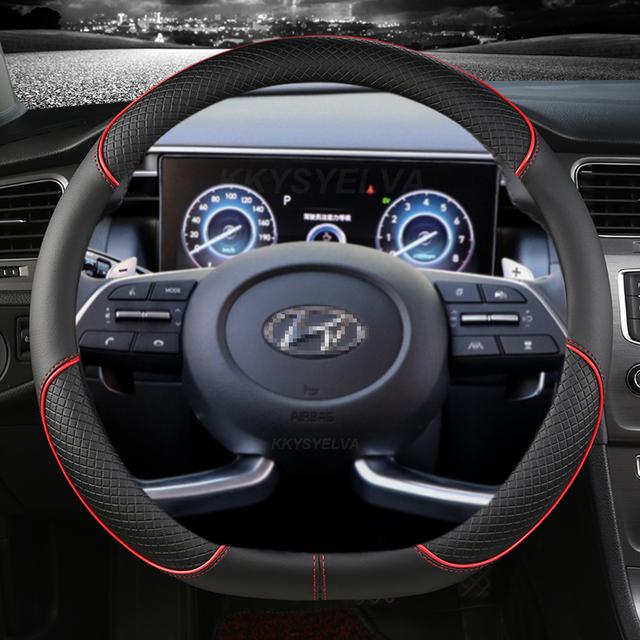 Чехол на руль автомобиля из искусственной кожи для Hyundai Tucson NX4 Elantra Sonata 10th, автоаксессуары