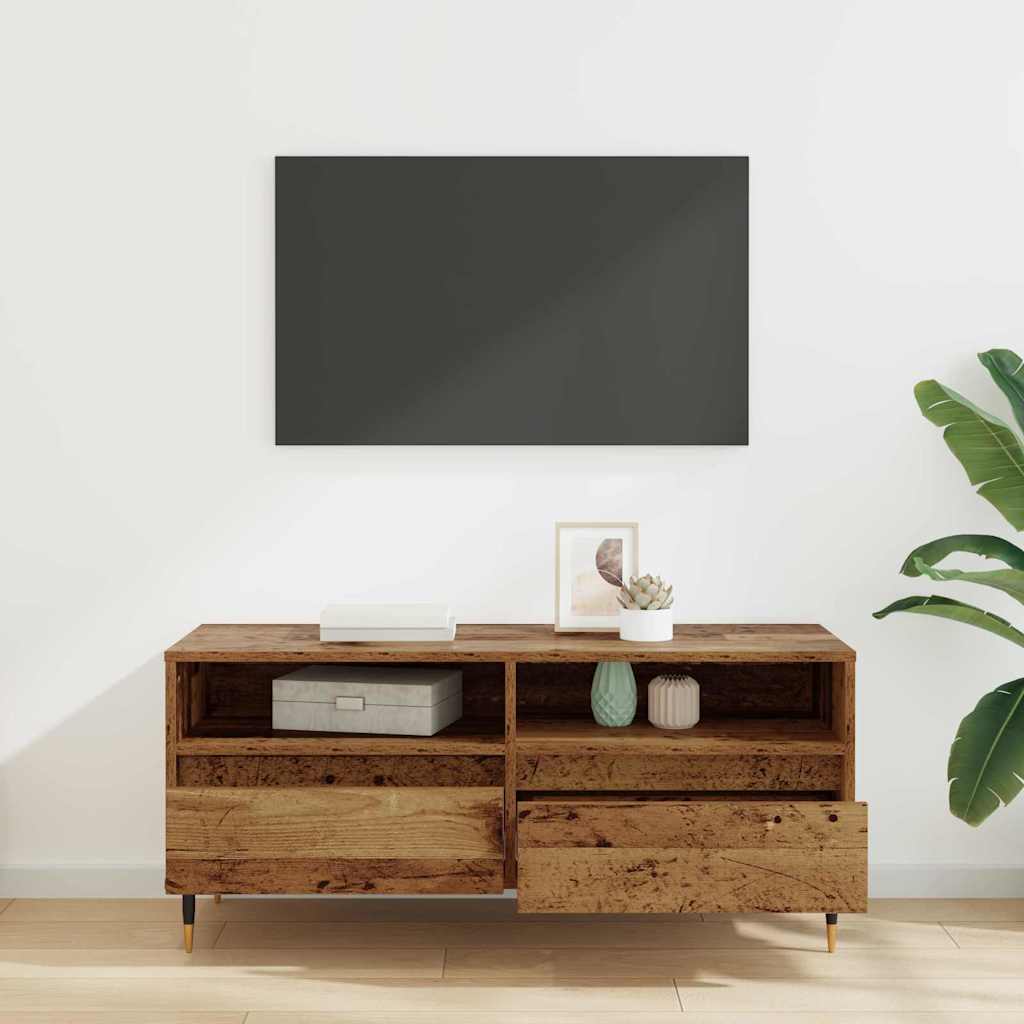Vintage Style TV Stand Reclaimed Wood Look 100 x 34.5 x 44.5 cm Engineered Wood and Iron