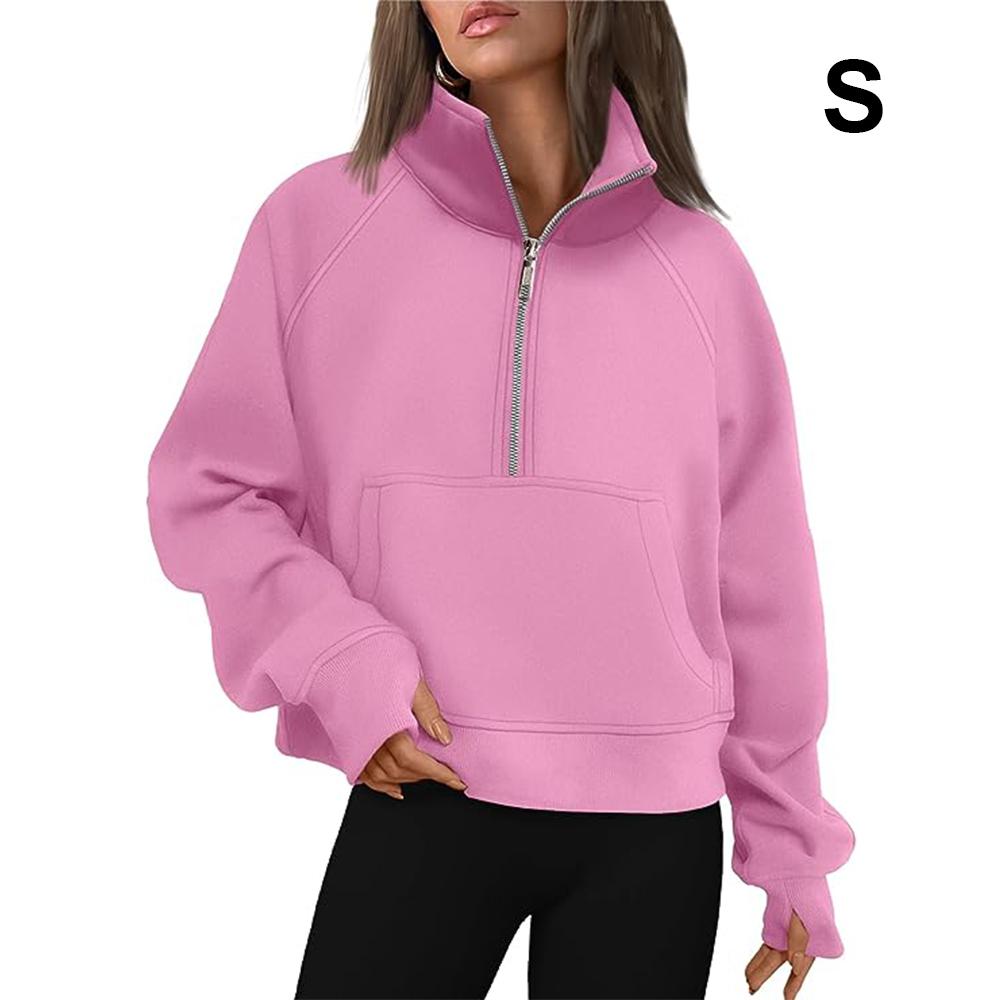 Женские толстовки на молнии, укороченный пуловер, флисовые толстовки на молнии на четверть, осенняя одежда, одежда с отверстием для большого пальца