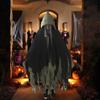 Halloween Cloak Hooded Cosplay Costume Long Wizard Cape with Irregular Mesh Haunted House NPC