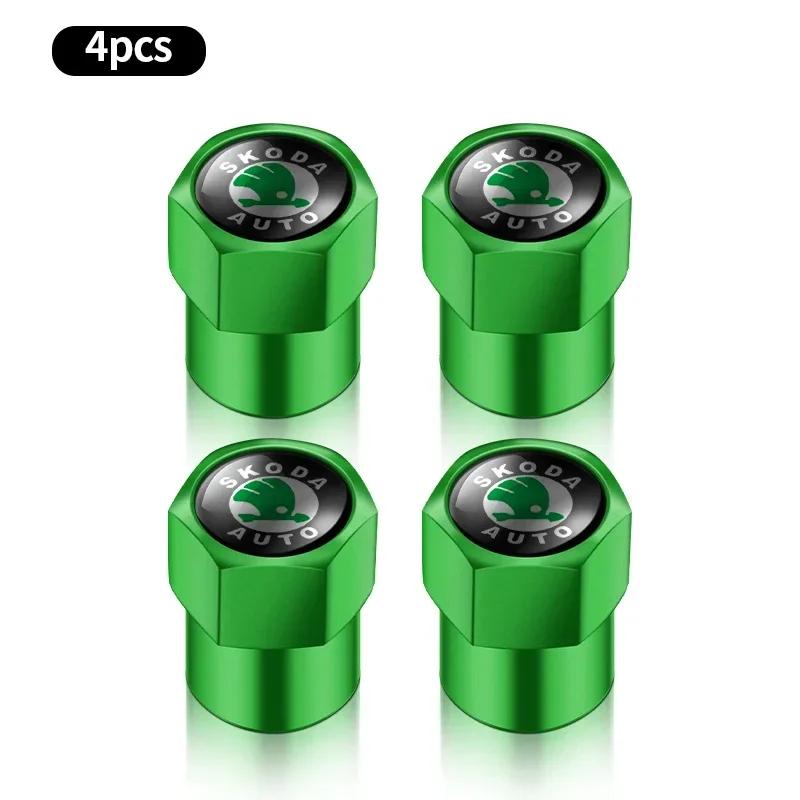 Car Sticker 2026 Hot 4Pcs Car Logo Wheel Tire Valve Air Valve Stem Caps For Skoda Octavia Fabia Kamiq Kapoq Kodiaq Rapid SCALA S