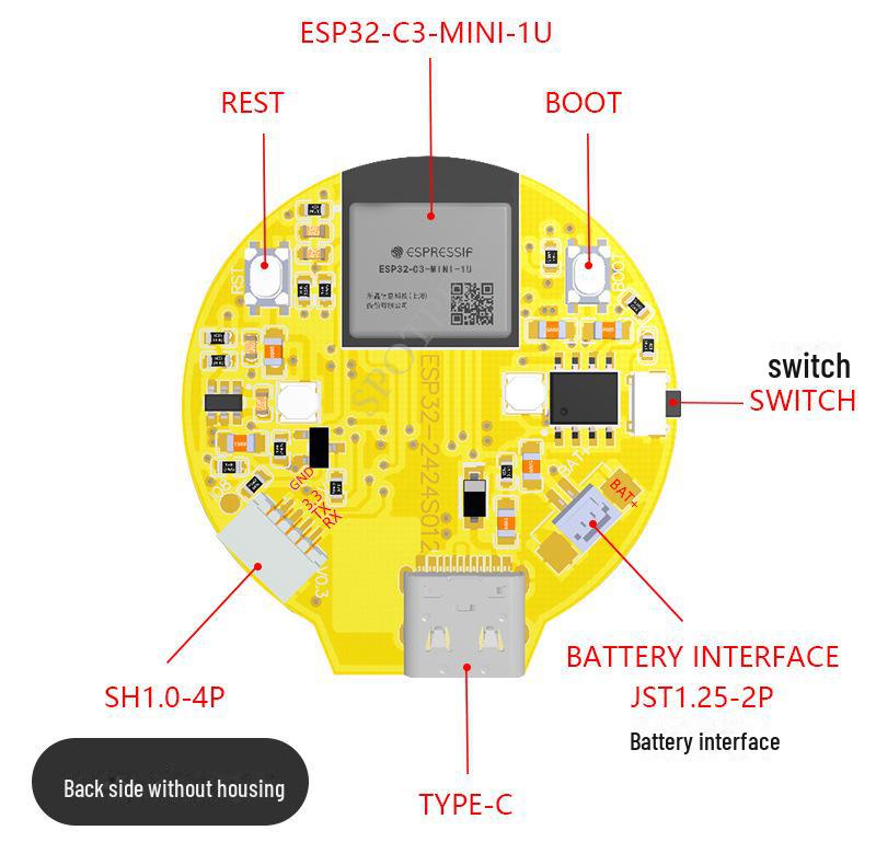 1.28" Circular LCD Development Board with Touchscreen, ESP32-C3 Microcontroller, WiFi, Bluetooth, and Technical Support