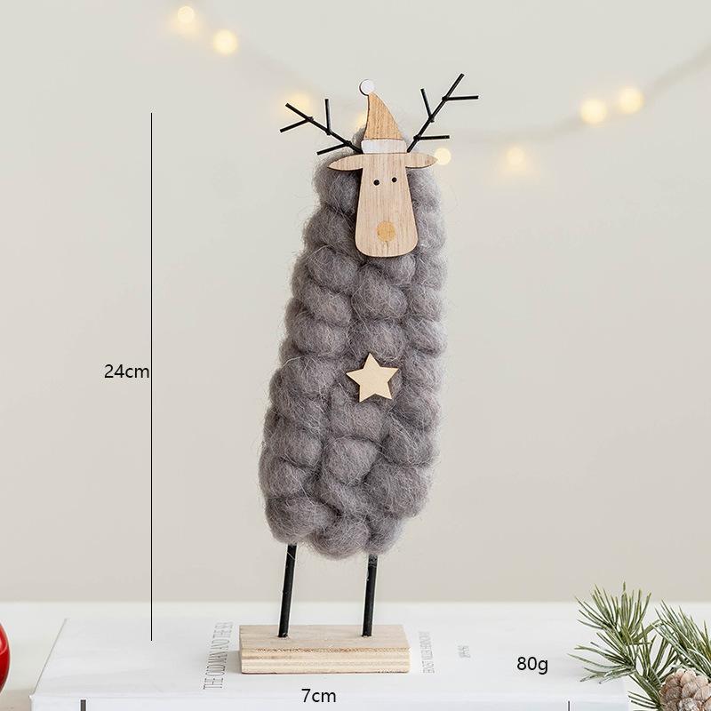 Wool Felt Nordic Ornaments Wood Christmas Tree Elk Old Man Snowman Sheep Felt Ornaments Xmas Decorations For Home Doll Decor