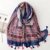 Four Seasons Cotton And Hemp Texture Bali Yarn Thin Style Bohemian Ethnic Style Geometric Tourism Fashion Shawl Women