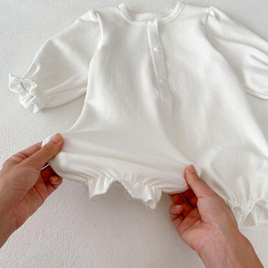 Ромпер с длинным рукавом для маленьких девочек, однотонный - Новая весенняя коллекция