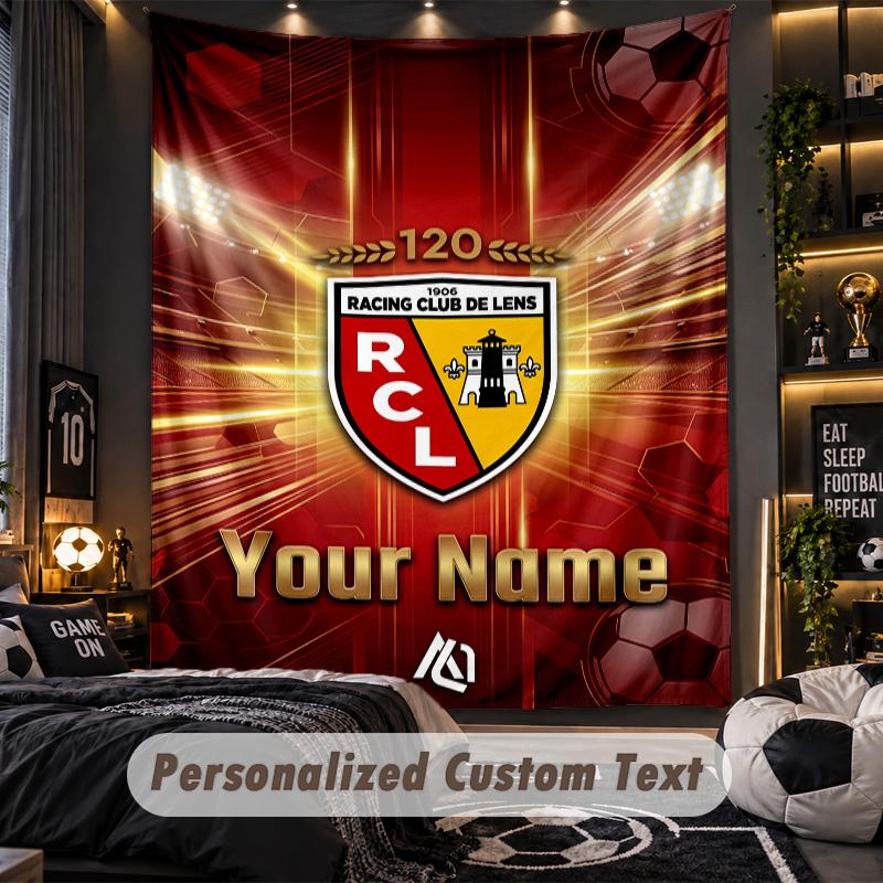 Tapestryracing club de lens Custom Name Text Personalized Wall Hanging Tapestry Home Wall Decor