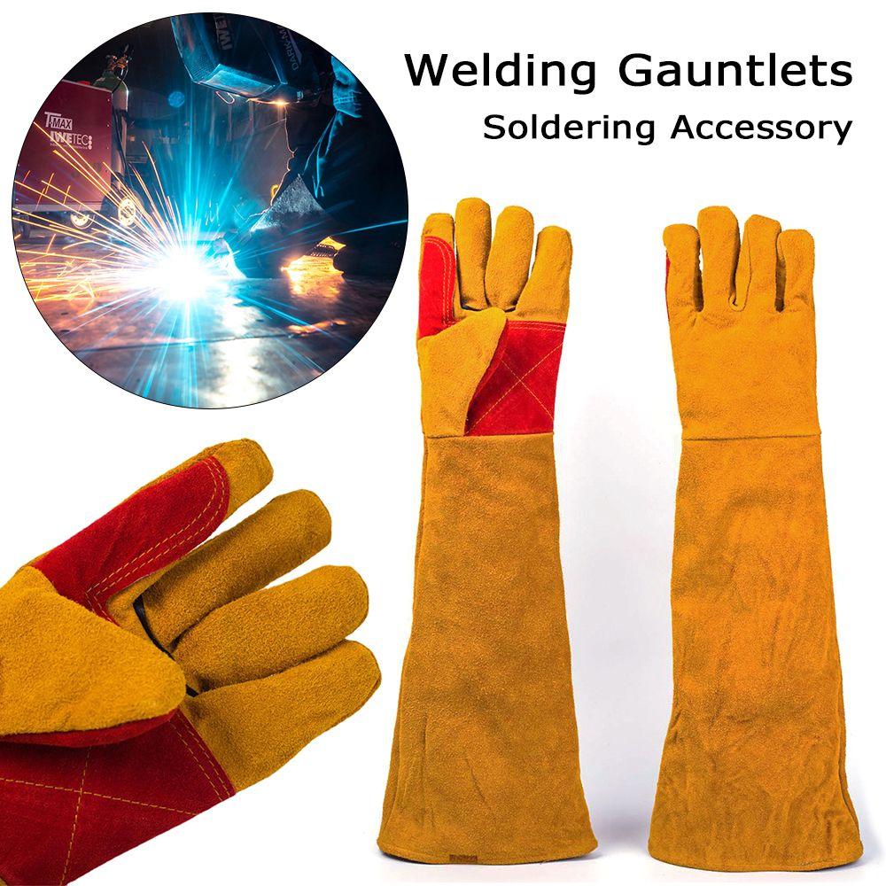 Fire Resistant Animal Handling BBQ Soldering Accessory Welding Gauntlets Works Gloves Welding Glove