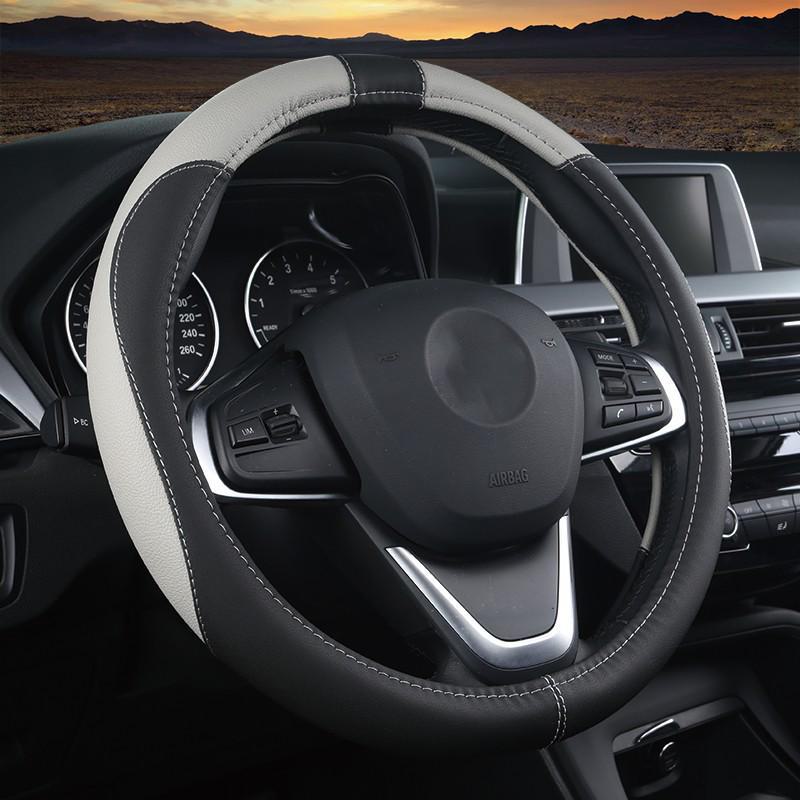 Чехол на руль из высококачественной кожи с двойной строчкой — трансграничный аксессуар для салона автомобиля на все времена года