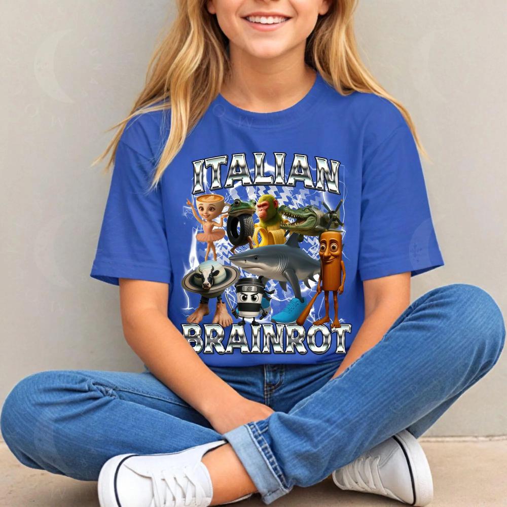 Funny Italian Brainrot Kids Adult Meme Tshirt Brainrot Birthday Christmas Gift Tralalero Tralala Tung Tung Tung Sahur Tee