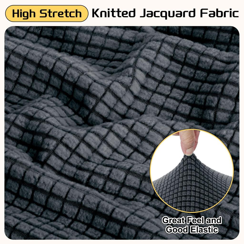 uxcell Square Jacquard Ottoman Slipcover with Elastic Stretch Footrest Stool Cover for Living Room Furniture Protector Medium Bottom, (Light Gray,