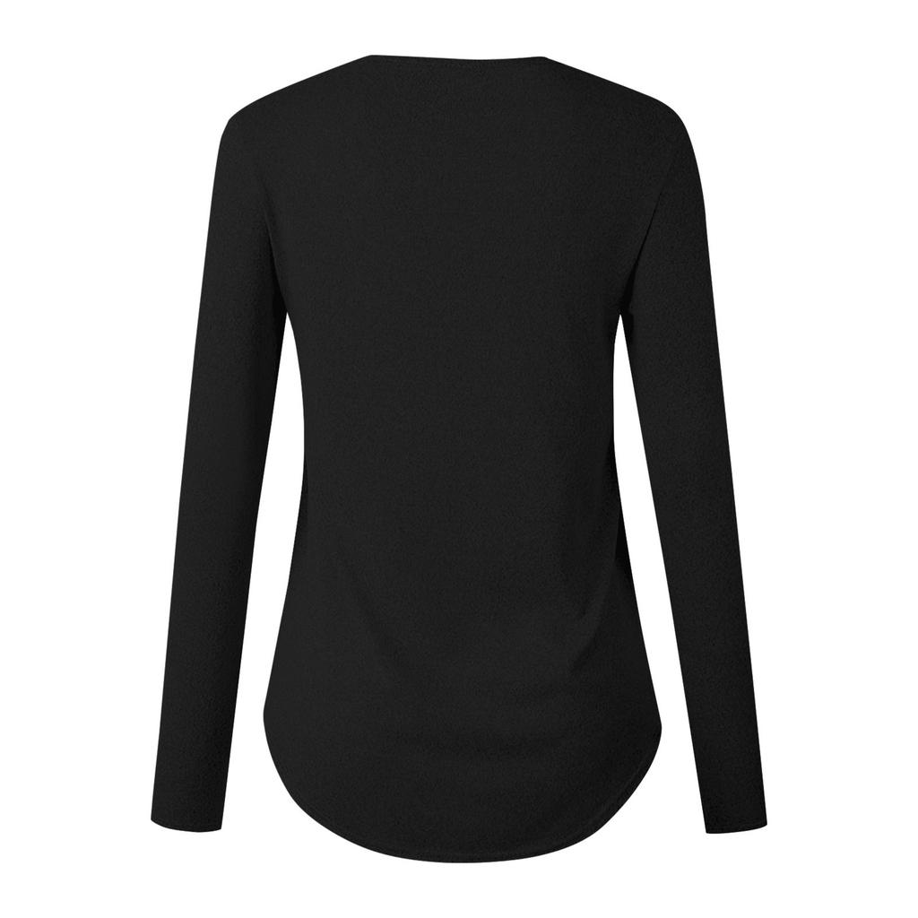 Женский однотонный топ с длинными рукавами и принтом