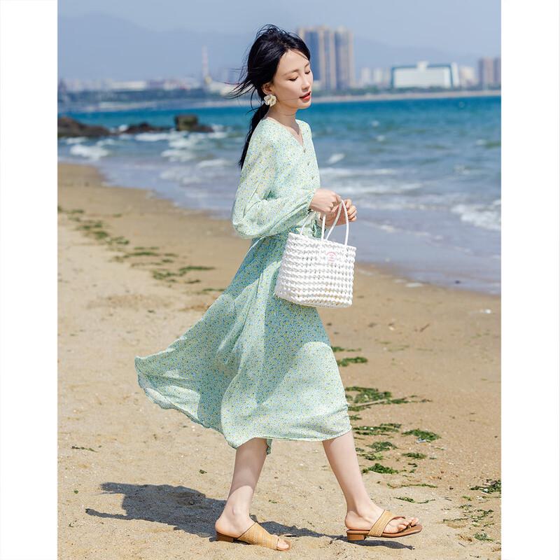 DME Sweet Floral Chiffon A-line Midi Dress