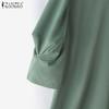ZANZEA Женская повседневная летняя блузка с круглым вырезом и коротким рукавом