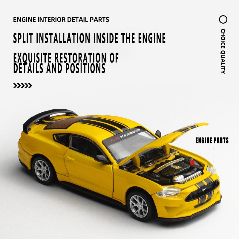 1/42 Scale Ford Mustang GT 2018 Assembled Version Super Racing Toy Car for Kids Toddler Boys Girls Gift Collection