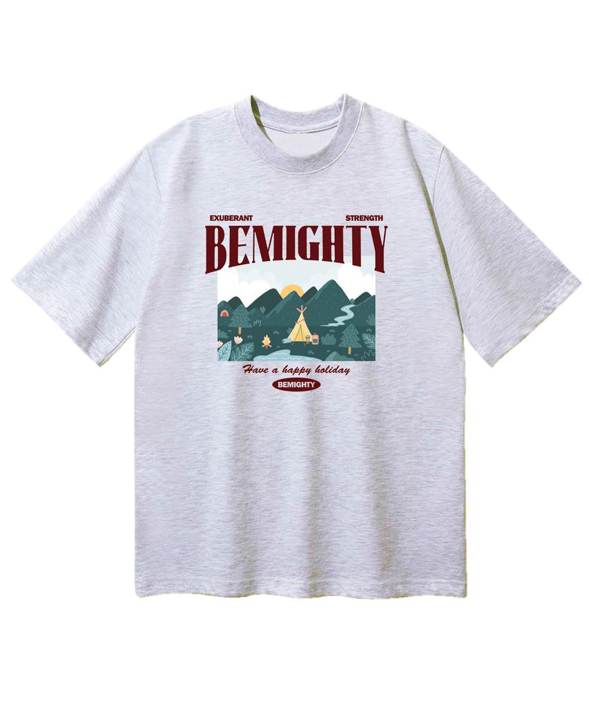 BEMIGHTY Горный лагерь Свободная футболка с коротким рукавом [Темно-серый] (Тип B)