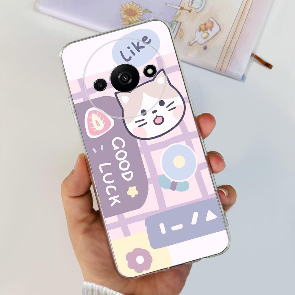 Чехол для Xiaomi Redmi A3 RedmiA3 A 3 4G 2024 Элегантный принт Мягкий силикон Прозрачный ТПУ Тонкая задняя крышка телефона