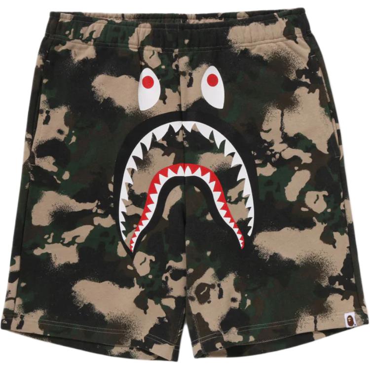Bape Камуфляж Карта Обычный Крой Шорты-толстовка Акула 1l30-153-001