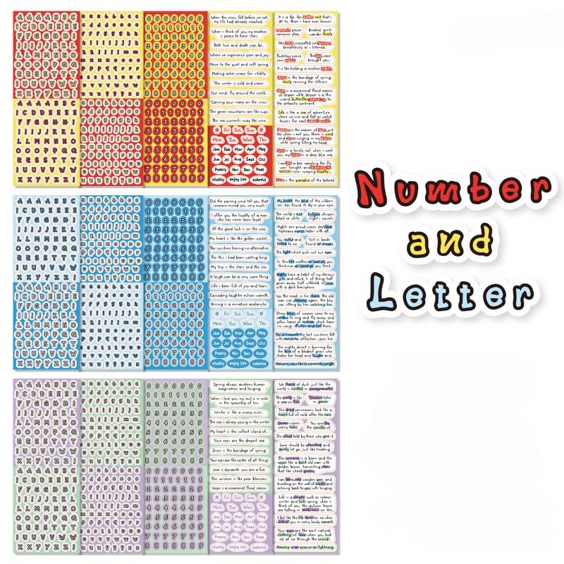 15sheet/set Chic Sweet Number Letter Scrapbook Journal Sticker for Student Creative Fashion DIY Decor Photocard Sticker