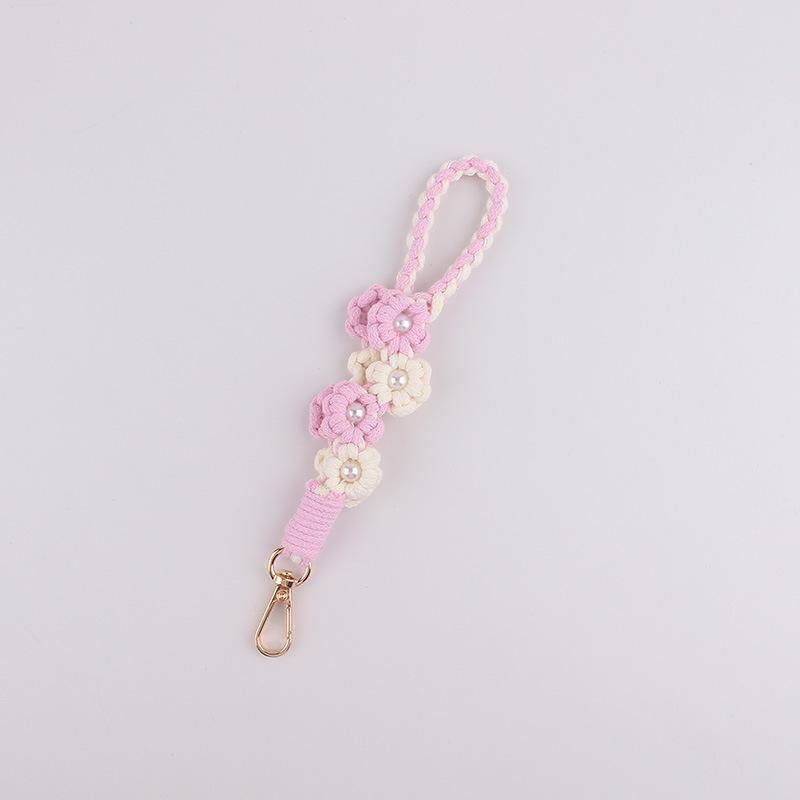 Clothing Footwear Jewelry Handwoven Flower Keychain Boho Phone Strap Anti-Loss Bag Charm Decor