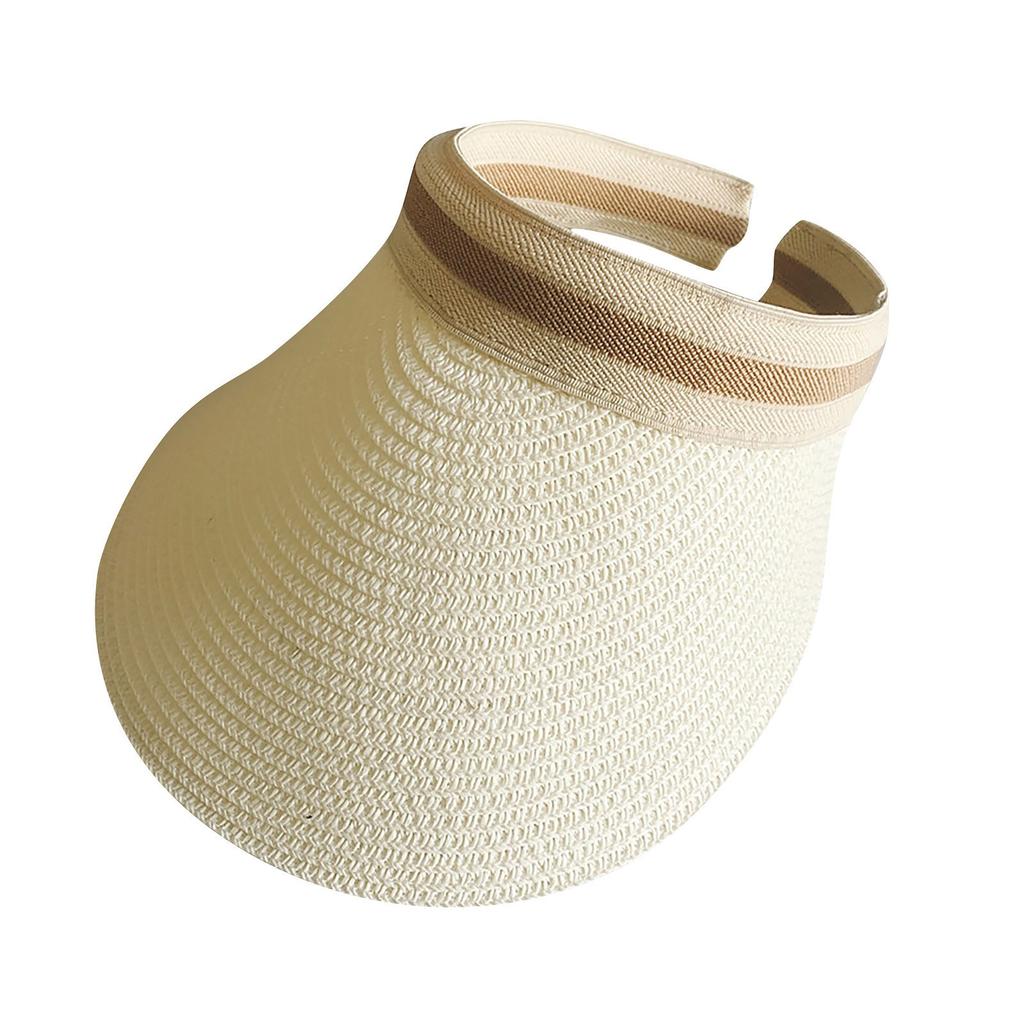 Sun Visor Hats For Women Wide Straw Visors Womens Foldable Beach Visors Summer Roll Up Ponytail Beach Hat
