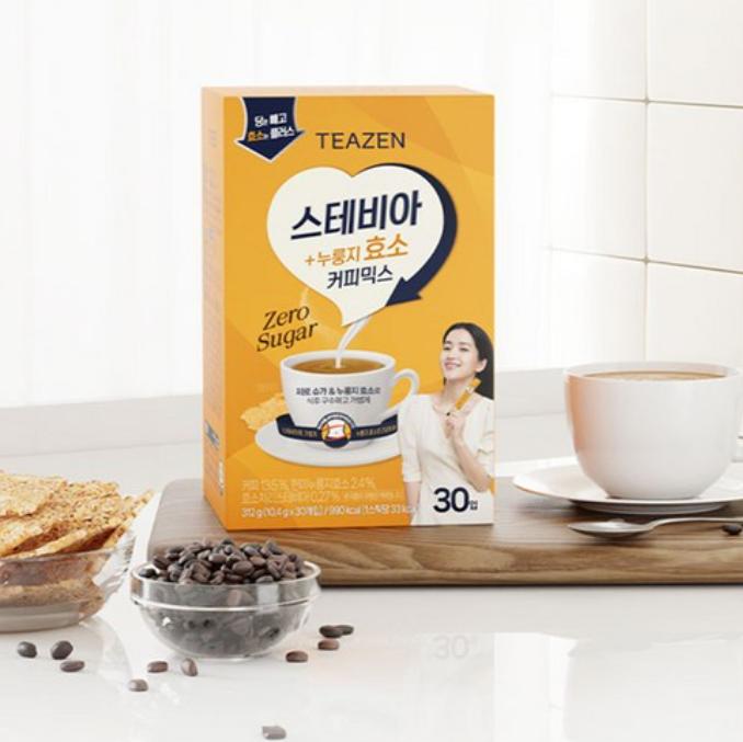 Teazen Смесь кофе с ферментами Stevia Nurungji 30 стиков – Низкокалорийный корейский кофе