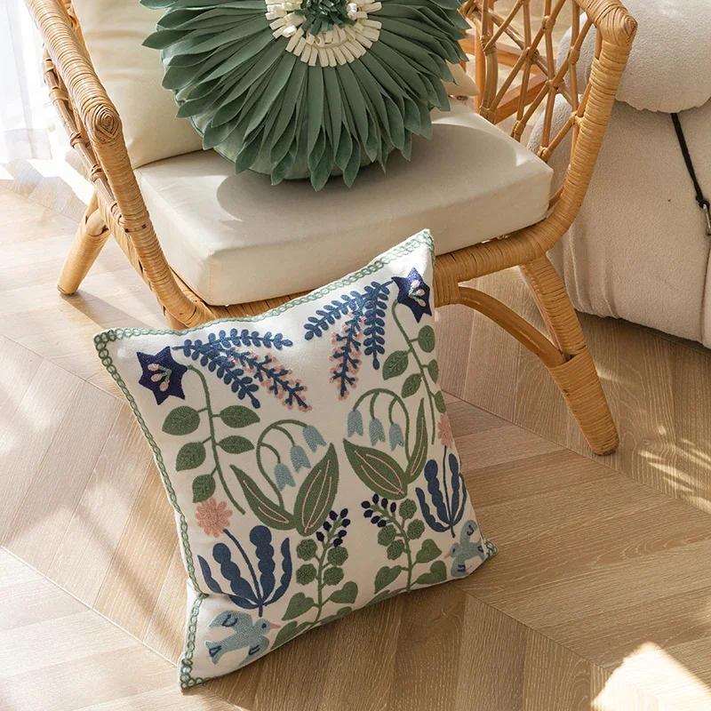 Наволочка на подушку-подушку для офиса из чистого хлопка с вышивкой, чехол на подушку для автомобиля 45х45 см, наволочки для поясничной подушки, наволочка на диванную подушку
