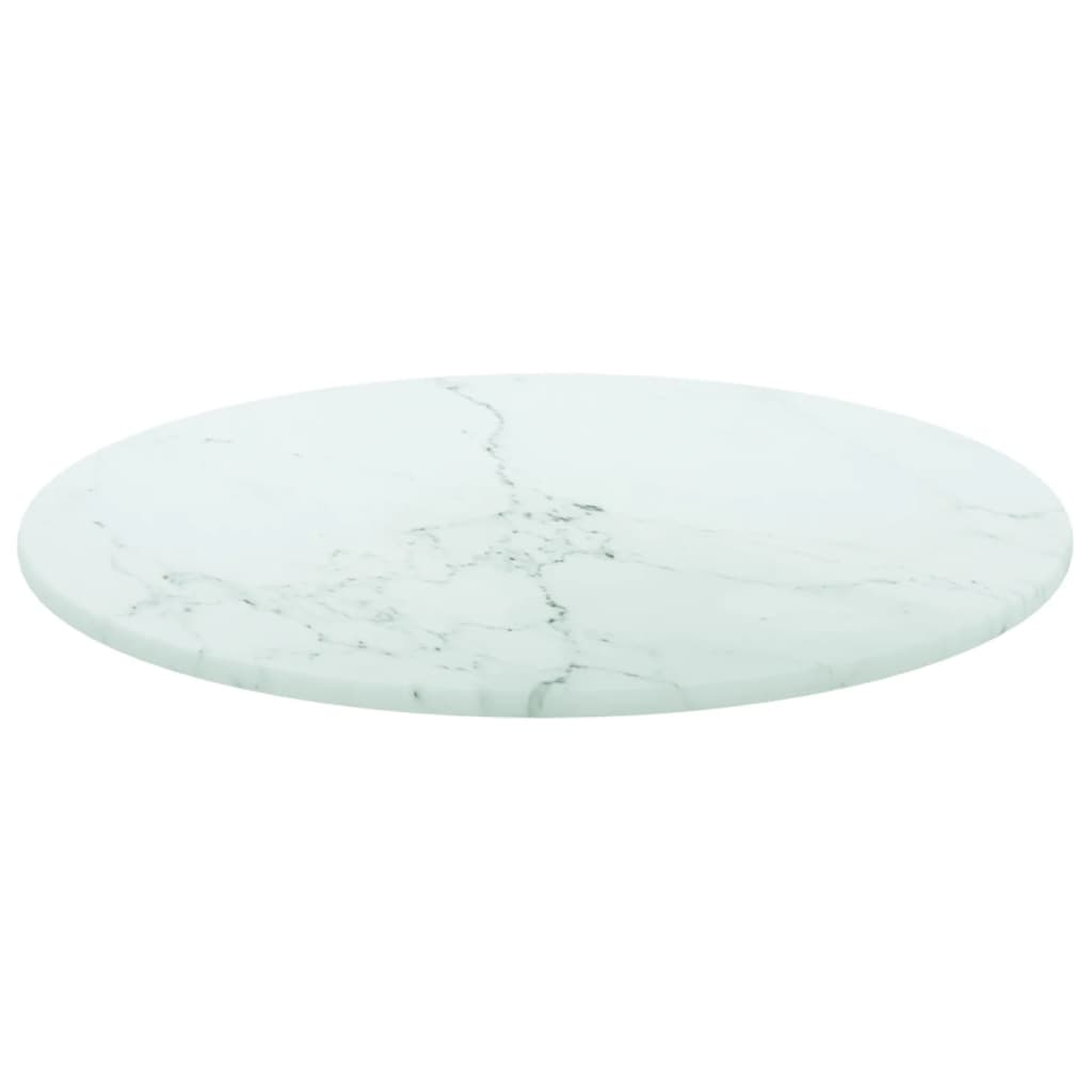 Vidaxl Blat Do Stołu, Biały, Ø30X0,8 Cm, Szkło Ze Wzorem Marmuru