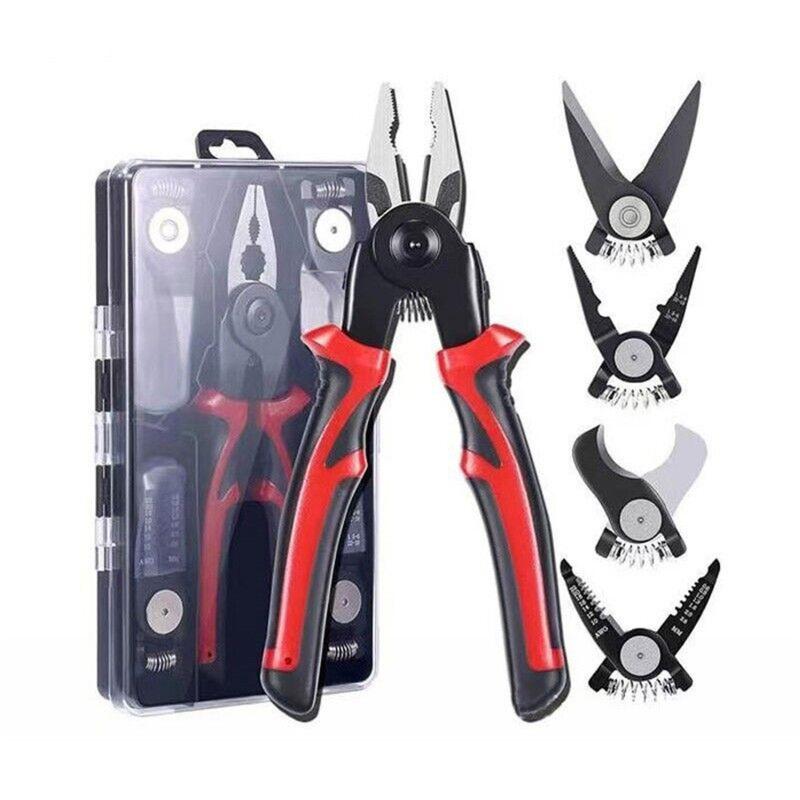 5 In 1 Plier Tool Set, Combination Interchangeable Pliers Kit With Cable Cutters, Wire Stripper