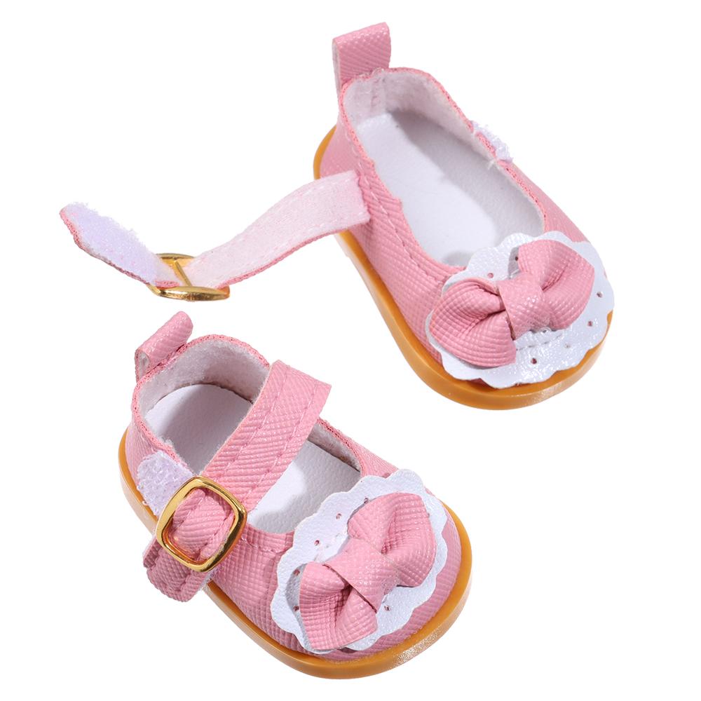 Handmade Toys Doll Accessories Mini Clothes Casual Shoes Doll Shoes 14 Inches Doll Bow Leather