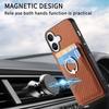 For iPhone 16 Case Card Slots Ring Holder Kickstand Phone Cover - Brown