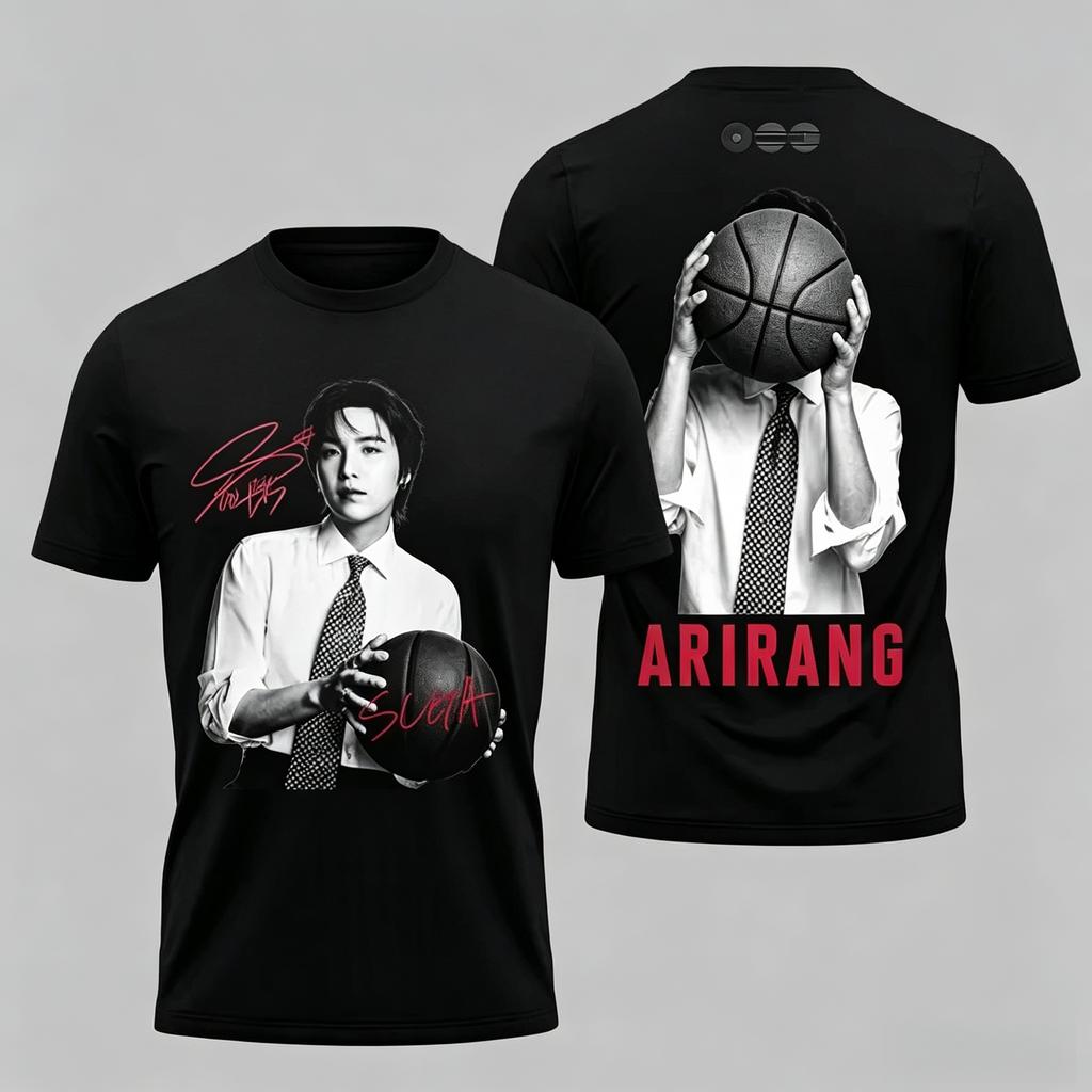 Футболка BTS Arirang Design с двусторонним принтом 2026 Мировой тур Лето Чистый хлопок Футболка Мужская Женская Одежда Y2k Оверсайз Рубашка