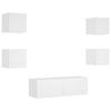 VidaXL Meubles TV Muraux avec Lumières LED 5 pcs, Armoires de Télévision Suspendues, Meubles Télé Flottants, Moderne, Blanc 3216860