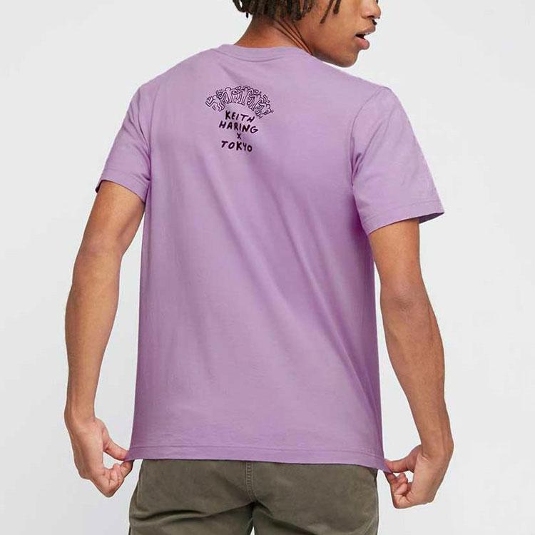 Uniqlo X Keith Haring X Tokyo Графический принт Футболка с круглым вырезом Унисекс Топы Синий Фиолетовый 437536-72