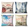 Чехол для подушки с китайским пейзажем, декоративная наволочка, чехлы для подушек в скандинавском винтажном стиле, декор для дома, гостиной, дивана, сиденья
