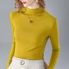 Semi-turtleneck Bottoming Shirt Women's New Women's Clothing Modal Long-sleeved T-shirt Warm Inside with Fleece Thickened Top