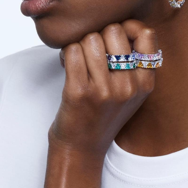 Swarovski Кольцо Millenia Cocktail из хрусталя с треугольной огранкой для женщин, синее 5608527