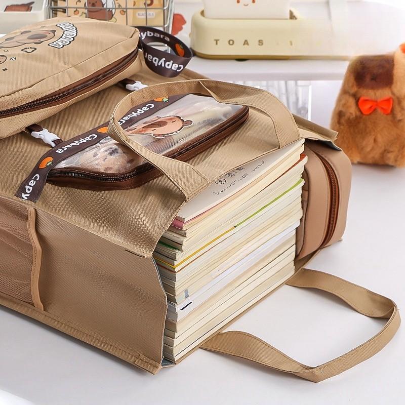 Сумка для репетиторства начальной школы, пенал, холщовая сумка для хранения файлов, учебная сумка, простая холщовая сумка Capibala для репетиторства, большая вместительная сумка
