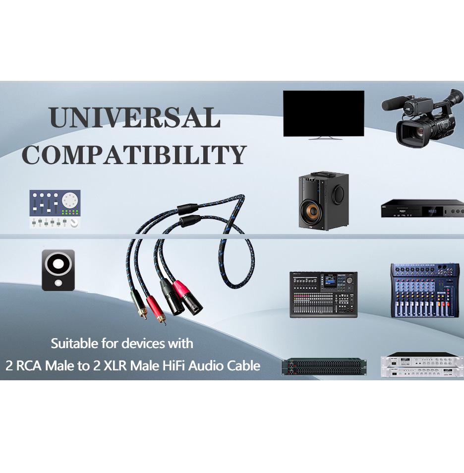 Позолоченный двойной лотос RCA на двойной XLR аудиокабель-адаптер