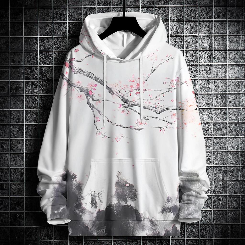 Осенние толстовки с капюшоном для мужчин с 3D-принтом в виде пейзажа, уличный дизайнер, свободный свитер большого размера с длинными рукавами, высококачественная мужская одежда