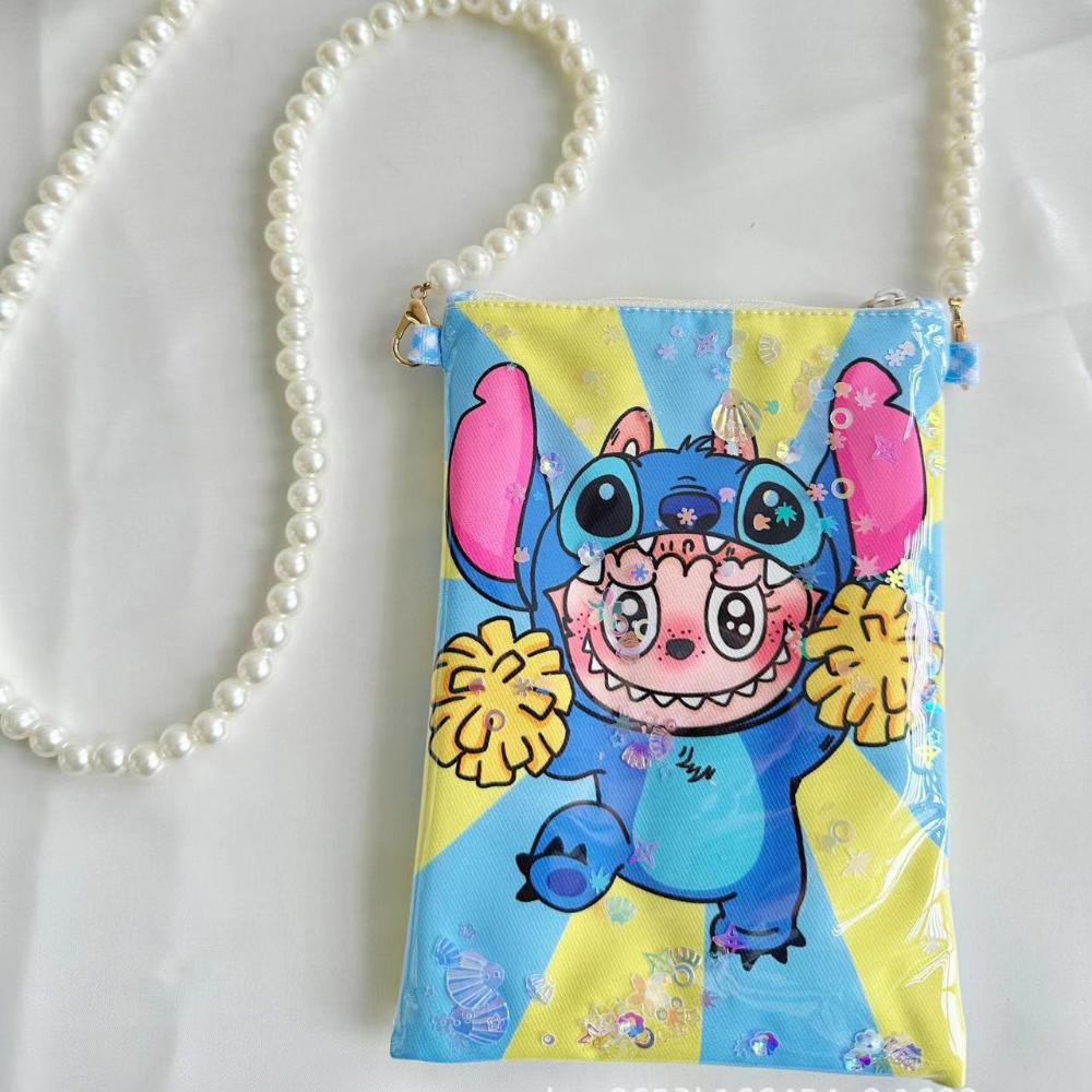 Сумка для мобильного телефона с мультяшным принтом Лабубу, зыбучими песками, кошелек для монет, сумка для ключей, на молнии, для хранения, сумка через плечо CLE